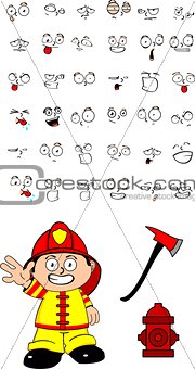 firefighter kid cartoon set1