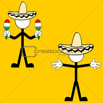 mexican mariachi pictogram cartoon set2