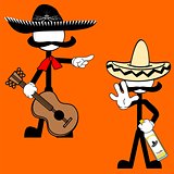 mexican mariachi pictogram cartoon set