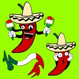 mexican chilli pepper cartoon set
