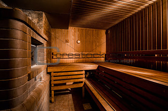 Inside of modern Finnish sauna