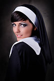 Portrait of young attractive nun