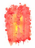 Abstract watercolor painting. Red and yellow colors