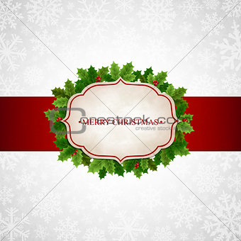 Christmas background with holly leaves