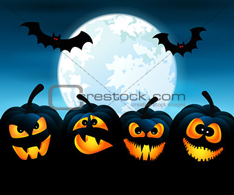 Halloween night with pumpkins