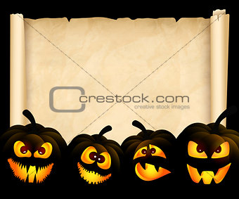Pumpkins on the background of papyrus