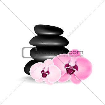 Spa-stones with orchid