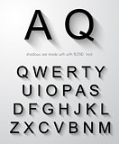 Classic alphabet with modern long shadow effect.