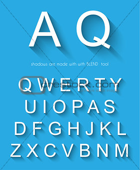 Classic alphabet with modern long shadow effect. 
