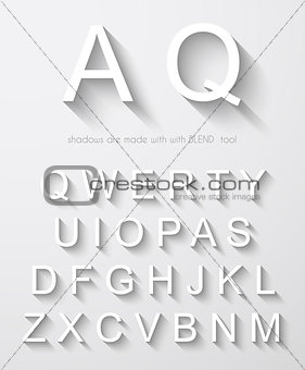 Classic alphabet with modern long shadow effect.