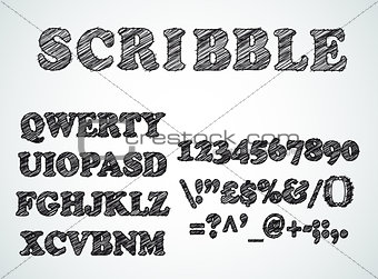 Scribble bordered alphabet with pen sketch  effect