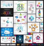 Collection of 20 Infographics with bubbles and clouds