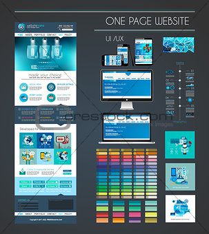 One page website flat UI UX design template