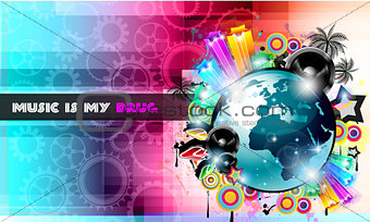 PArty Club Flyer for Music event PArty Club Flyer for Music event with Explosion of colors. with Explosion of colors. 