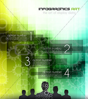 Infographic design template with man and gears