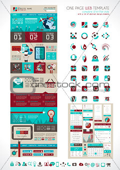 One page website flat UI design template. 