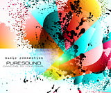 PArty Club Flyer for Music event with Explosion of colors