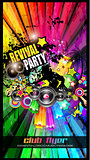 PArty Club Flyer for Music event with Explosion of colors. 