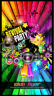 PArty Club Flyer for Music event with Explosion of colors. 