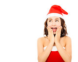 beautiful young christmas woman making a funny expression