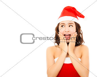 beautiful young christmas woman making a funny expression