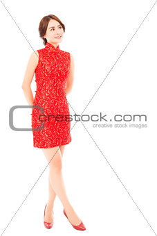 pretty asian young woman with cheongsam. 