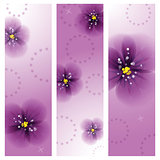 Pansy flowers on the greeting card.