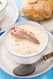 Cheese soup with smoked ribs