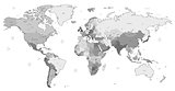 Gray detailed World map