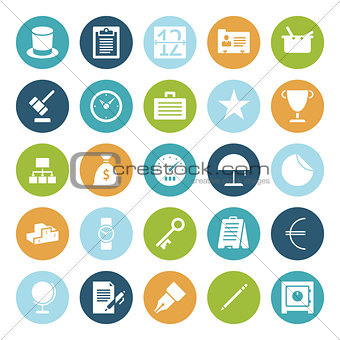 Flat design icons for business