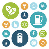 Flat design icons for energy and ecology