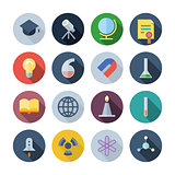 Flat Design Icons For Science and Education