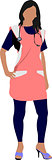 Nurse woman with white doctor`s smock. Vector illustration