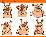 dog emotions cartoon illustration set