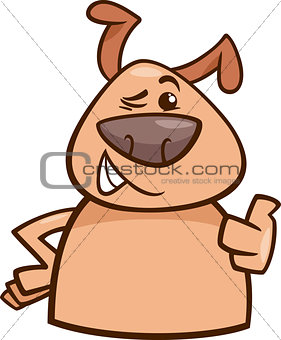 winking dog cartoon illustration