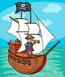 pirate on ship cartoon illustration