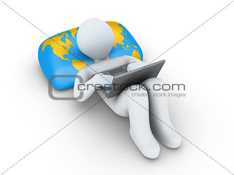 Person with laptop is browsing the internet
