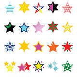 Colorful star icons isolated on white