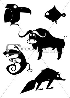 Vector original art animal silhouettes