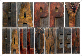 Happy Halloween in wood type