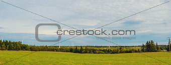 Panoramic view of wind power generators at North Cape