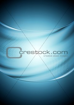 Abstract tech wavy blue background