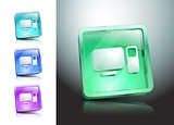 glass icons set green computers monitor