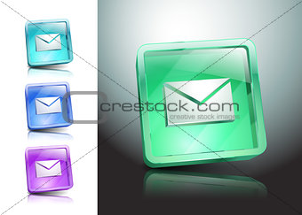 glass icons set green messaging e-mail 