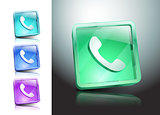 glass icons green talking telephone phone