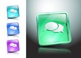 glass icons set green messaging talk
