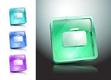 glass icons set briefcase Bag green