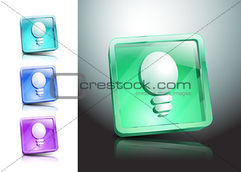glass icons set light ideas lamp vector