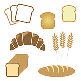 Set of white bread, bakery icons