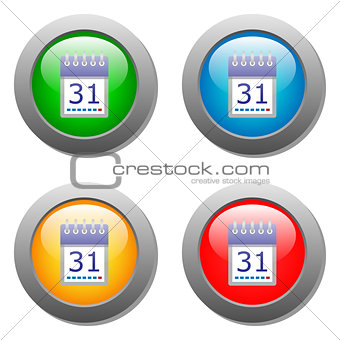 Calendar organaizer icon on buttons set